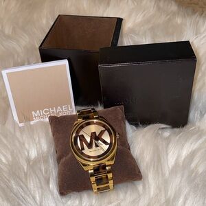 Michael Kors Tortoiseshell Gold Watch with Box